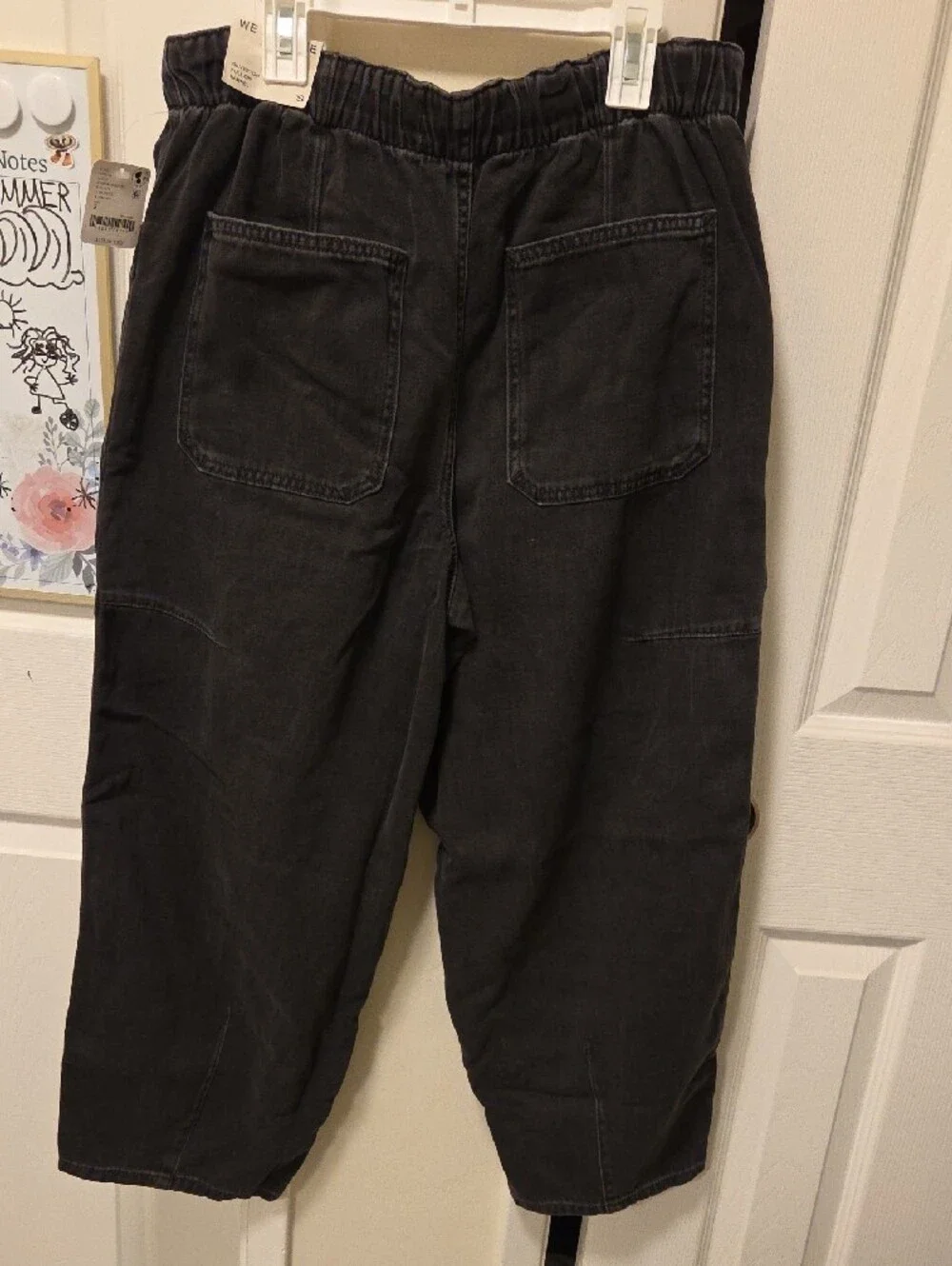 Free People Black Silverton Pull On Barrel Jeans